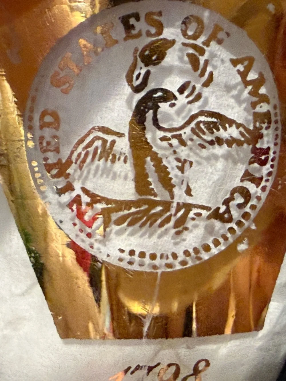 Set 3 Mid Century Cera Glass 22K Gold w/ Coin Emblem Design 